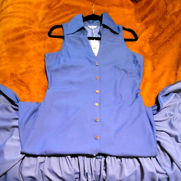 NWT Imported Columbia Designer EBBA Ladie's Sleeveless Button Down Maxidress 👗 - Picture 6 of 8